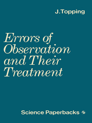 cover image of Errors of Observation and their Treatment